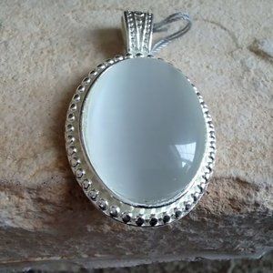Large White Cat's Eye Pendant- New